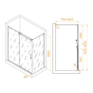 Душевой уголок RGW TO-44-1 (TO-14 + Z-060-2) 020744168-11 160x80см хром